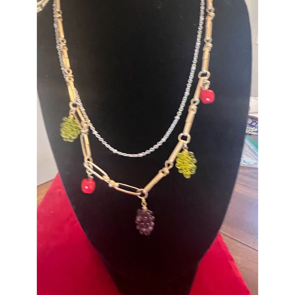 Anthropologie gold necklace with fruit charms
